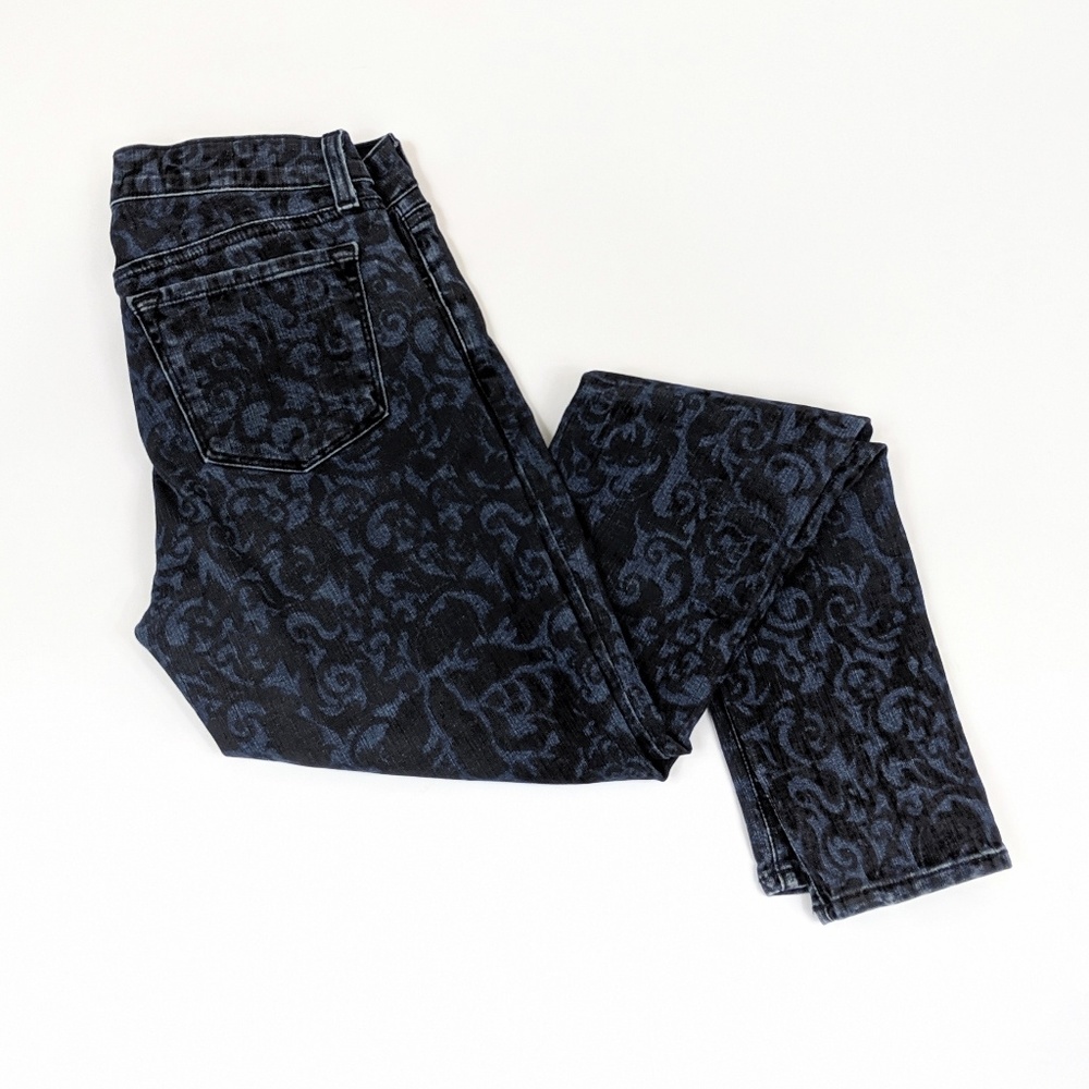 J Brand black velvet brocade skinny jeans